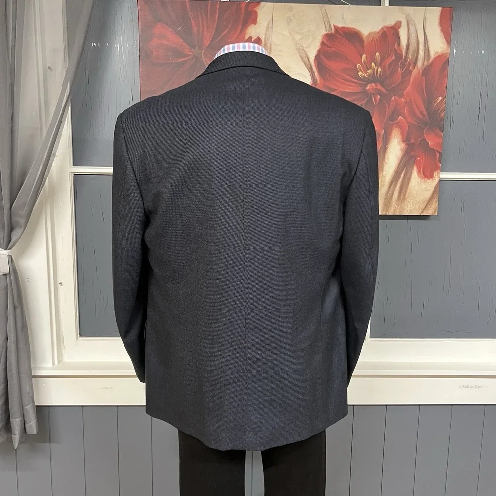 Vintage Brooks Brothers Double Breasted‎ Blazer Mens 45L Long Wool Navy Ventless